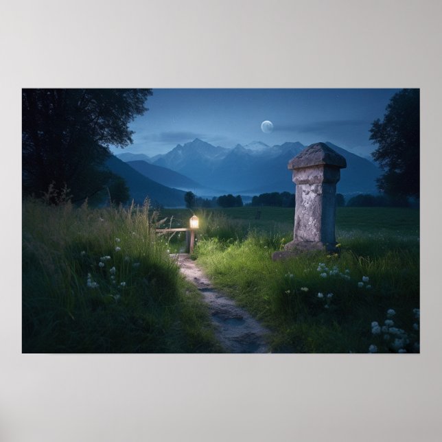 Winding path to the property line near the lake poster (Front)