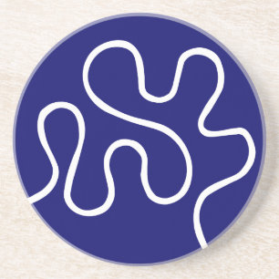 Winding Path - White on Deep Navy Coaster