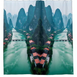 Winding River Dreamscape – Scenic View for Your  Shower Curtain