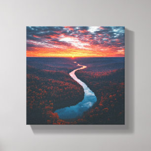Winding River Through Autumn Forest Canvas Print