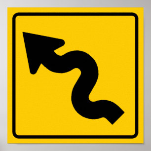 Winding Road Ahead Highway Sign