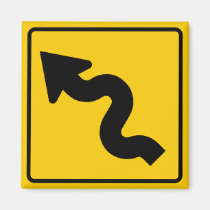 Winding Road Ahead Highway Sign Magnet
