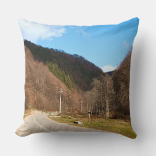 Winding Road Through Forest – Wild Nature Romania Cushion