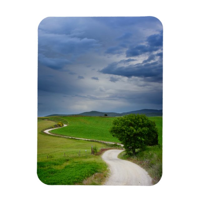 Winding road under a dark sky magnet (Vertical)