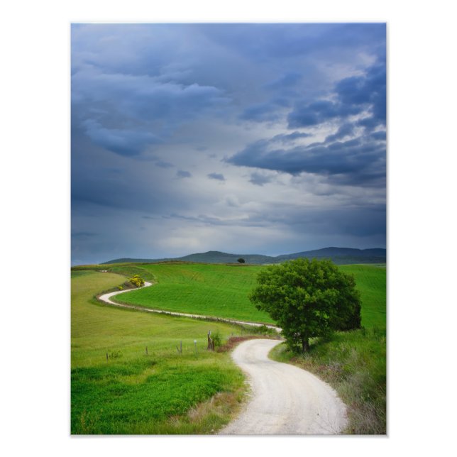 Winding road under a dark sky photo print (Front)