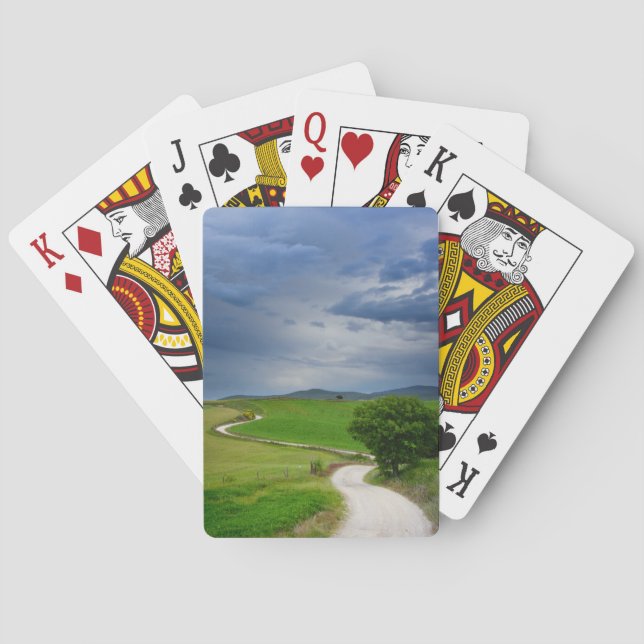 Winding road under a dark sky playing cards (Back)