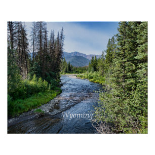 Winding Wyoming Stream (labelled) Poster