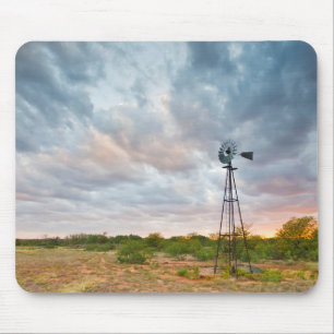 Windmill And Clouds At Sunset Mouse Mat