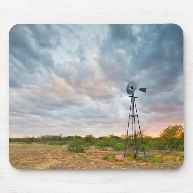 Windmill And Clouds At Sunset Mouse Mat (Front)