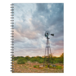 Windmill And Clouds At Sunset Notebook