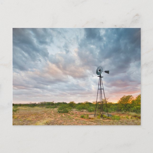 Windmill And Clouds At Sunset Postcard (Front)