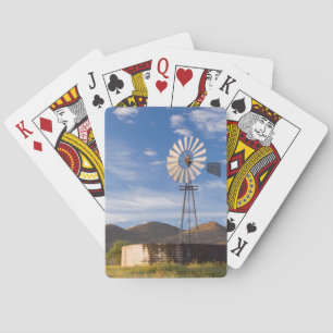 Windmill And Dam In The Karoo At Sunrise Playing Cards