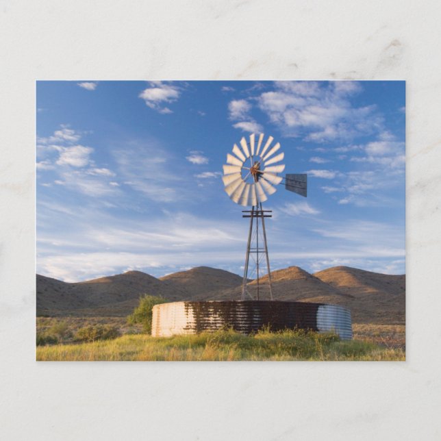 Windmill And Dam In The Karoo At Sunrise Postcard (Front)