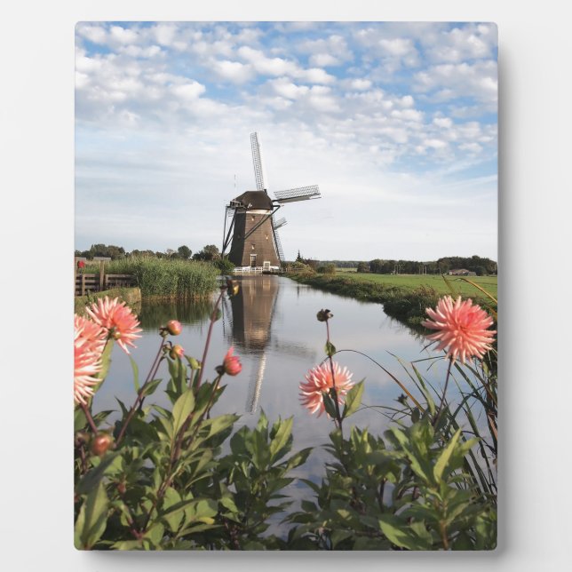 Windmill and flowers in Holland plaque (Front)