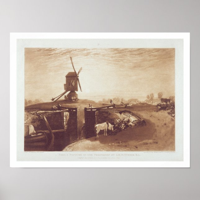 Windmill and Lock, engraved by William Say (1768-1 Poster (Front)