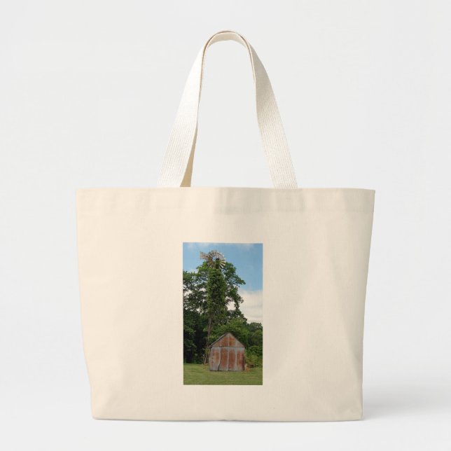 Windmill and Shed Large Tote Bag (Front)