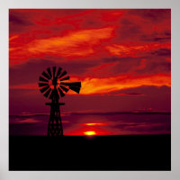 Windmill And Sunset
