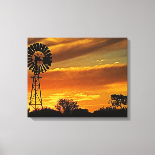 Windmill and Sunset, William Creek, Oodnadatta Canvas Print (Front)