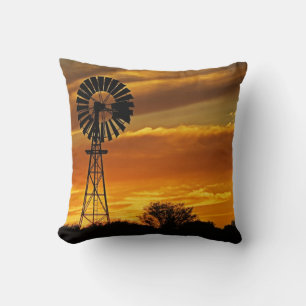 Windmill and Sunset, William Creek, Oodnadatta Cushion