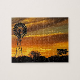 Windmill and Sunset, William Creek, Oodnadatta Jigsaw Puzzle