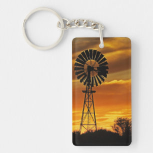 Windmill and Sunset, William Creek, Oodnadatta Key Ring