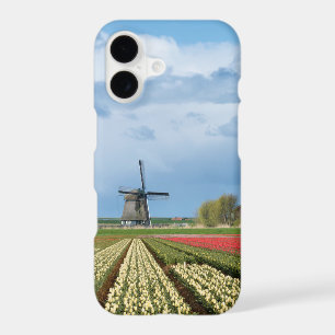 Windmill and tulips landscape iPhone case