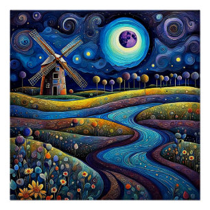 Windmill at night 4 poster