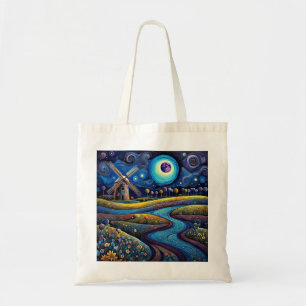 Windmill at night 4 tote bag