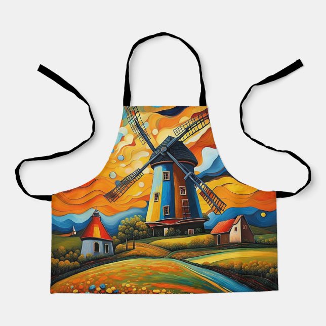 Windmill at sunset 10 apron (Front)
