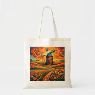 Windmill at sunset 1 tote bag