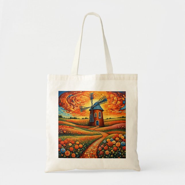 Windmill at sunset 1 tote bag (Front)