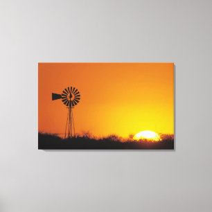 Windmill at sunset, Sinton, Texas, USA Canvas Print