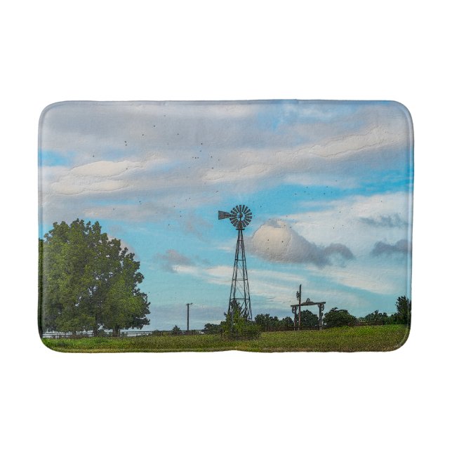 Windmill Bird Flock Bath Mat (Front)