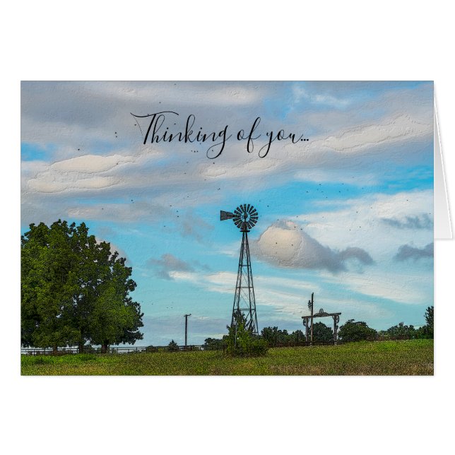 Windmill Bird Flock Thinking Of You Card (Front Horizontal)
