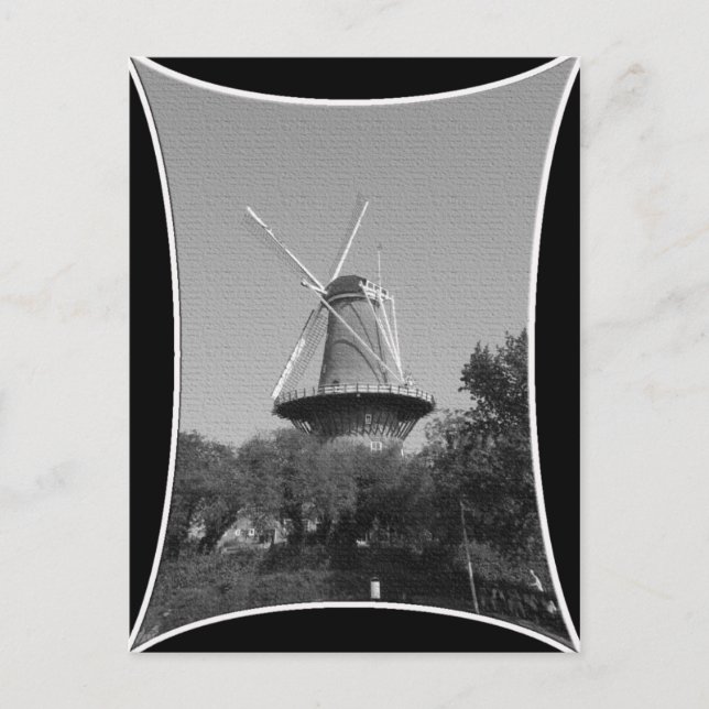 Windmill black and white postcard (Front)