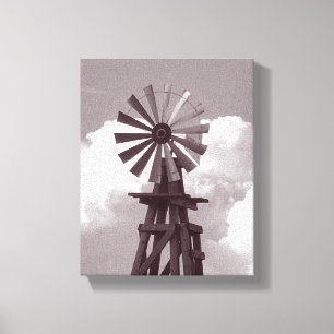 Windmill Black & White Photo Canvas Print