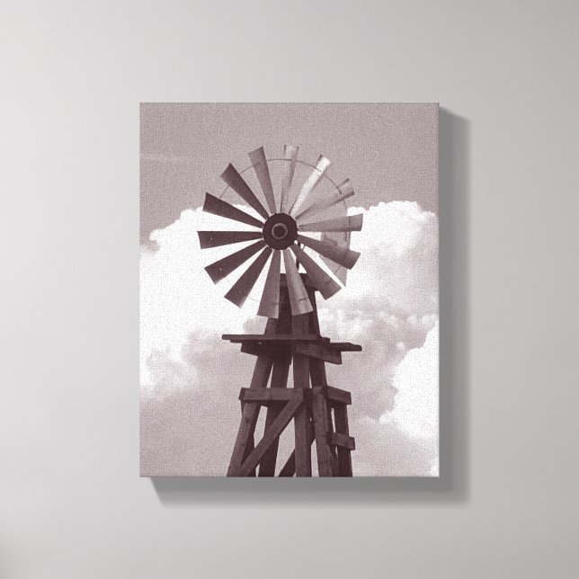 Windmill Black & White Photo Canvas Print (Front)