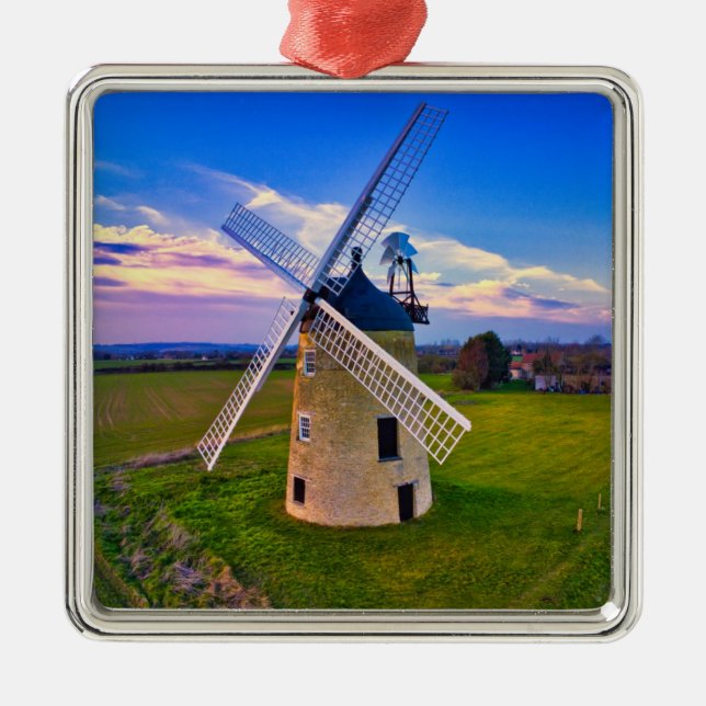 Windmill Blue Sky Metal Tree Decoration (Front)
