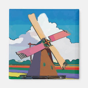 Windmill, Dutch, add text Magnet