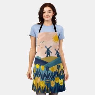 Windmill Garden Apron – Yellow & Navy