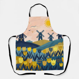 Windmill Garden Apron – Yellow & Navy