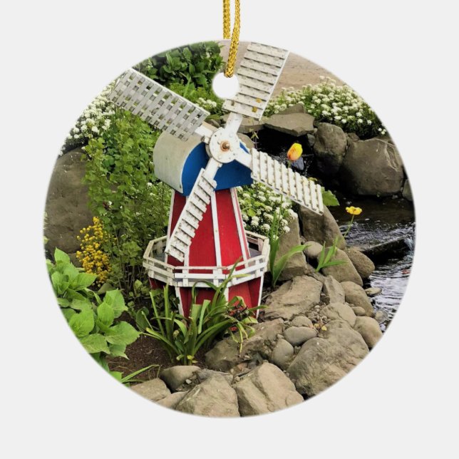 Windmill Garden Ceramic Tree Decoration (Front)