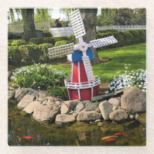 Windmill Garden Decor Glass Coaster