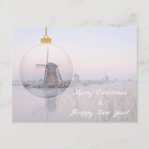Windmill in a glass ball christmas card