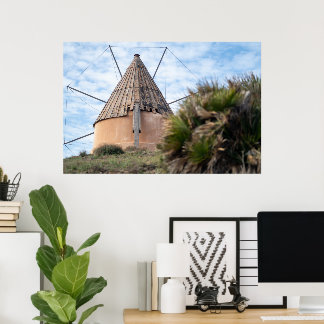 Windmill in Cabo de Gata Canvas Poster