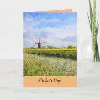 Windmill in Holland Art Impasto Card