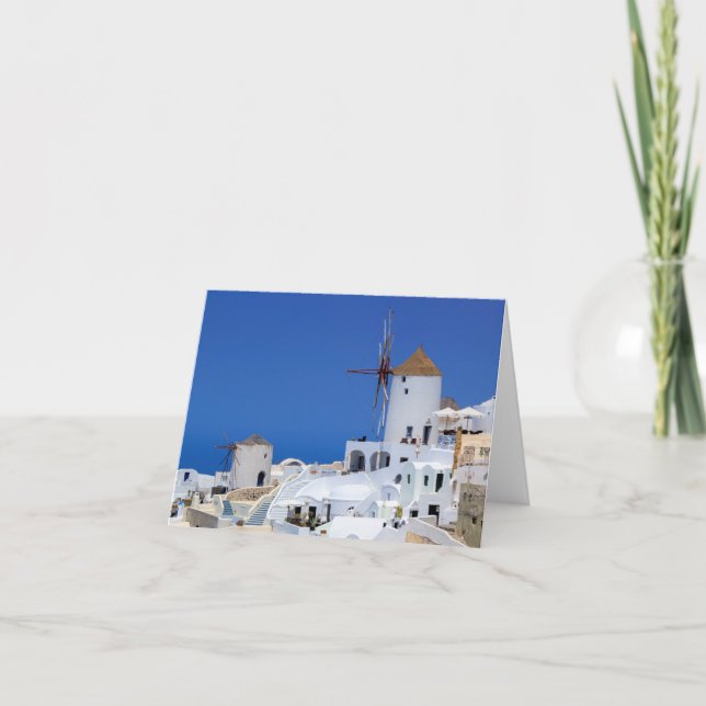 Windmill in Oia, Santorini, Greece Card (Front)