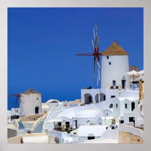 Windmill in Oia, Santorini, Greece Poster