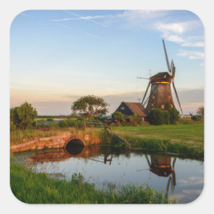Windmill in rural Holland square sticker