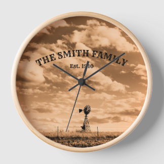 Windmill in Sepia Tones Wall Clock